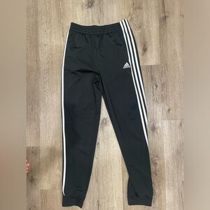 Adidas Kids Black Joggers with White Stripes